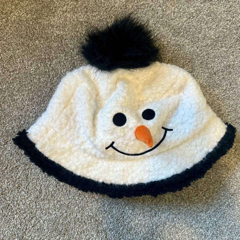 Snowman White Winter Bucket Hat